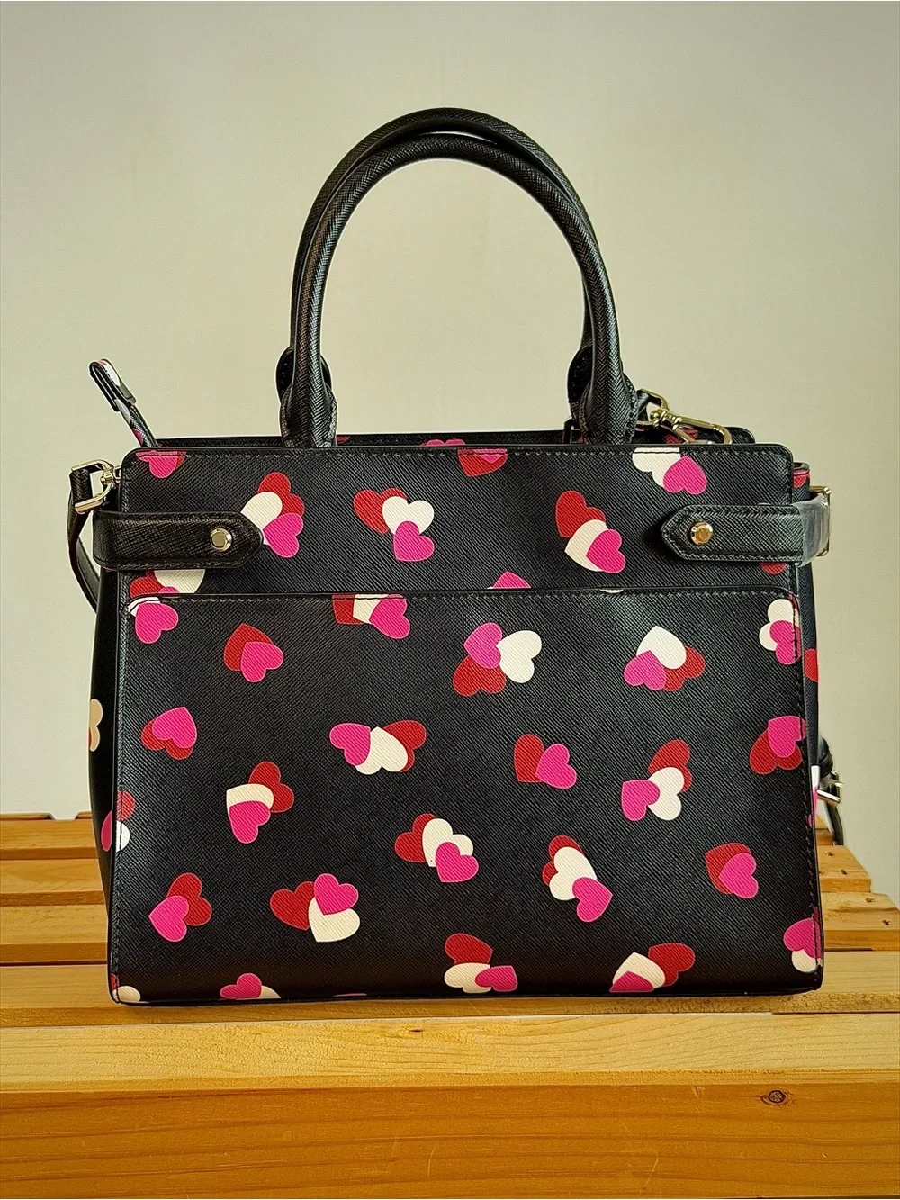 kate spade Black Multi Heart Print Satchel